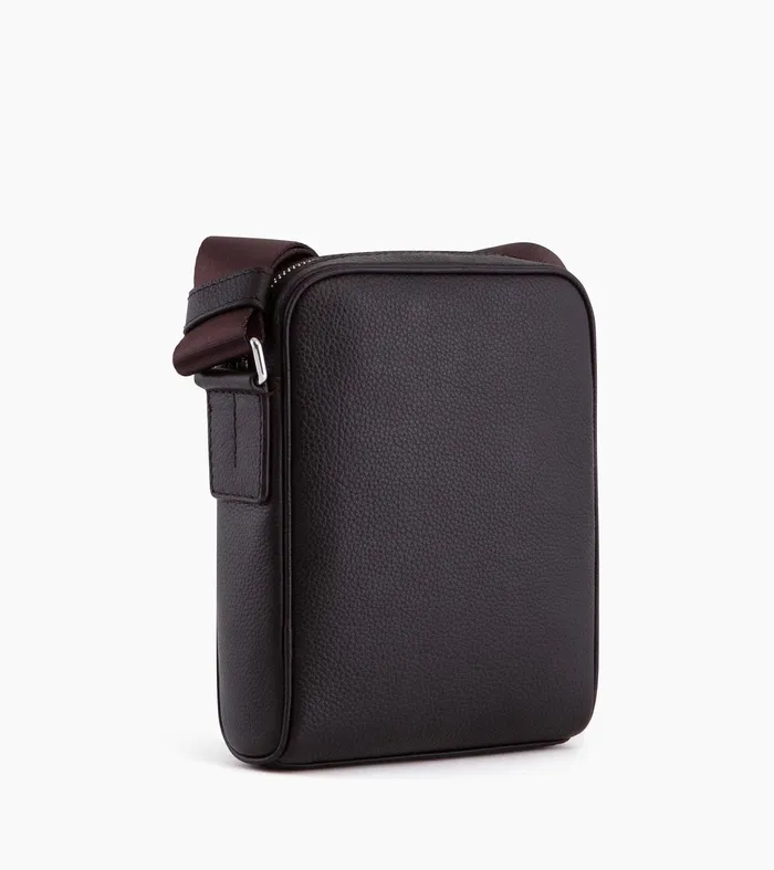 Le Tanneur Crossbody Bags Men Small Cross Body Bag In Grained Leather Coffee Brown