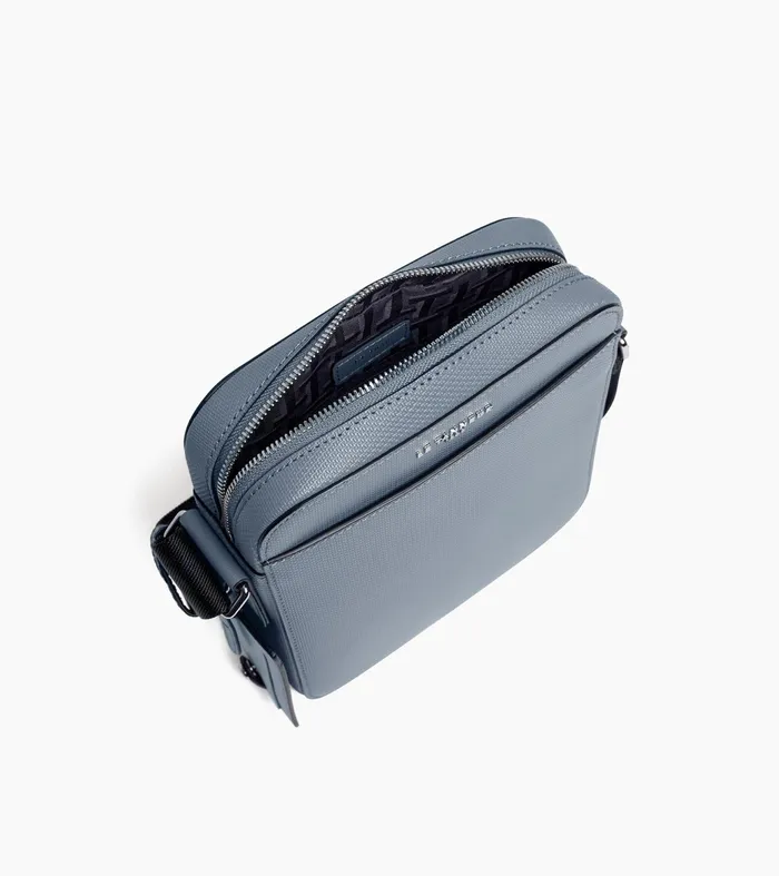 Le Tanneur Crossbody Bags Men Small Satchel In Signature T Leather Clay Blue