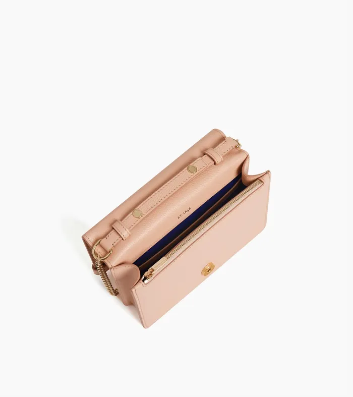 Le Tanneur Crossbody Bags Women Small Bag With Crossbody Strap In Signature T Leather Powder Pink