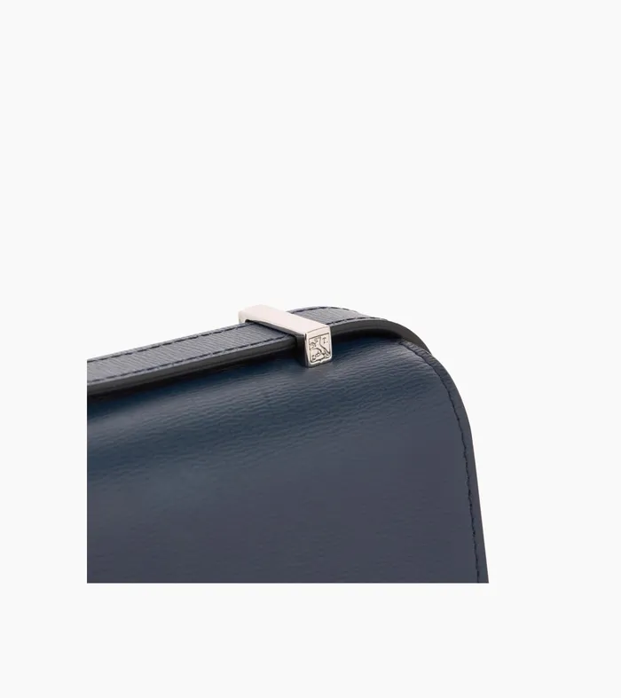 Le Tanneur Crossbody Bags Women Small Leather Shoulder Bag With Cork Effect Twilight Blue