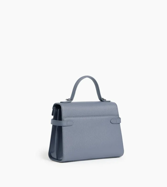 Le Tanneur Handbags Women Medium Handbag With Double Flap In TSignature Leather Clay Blue