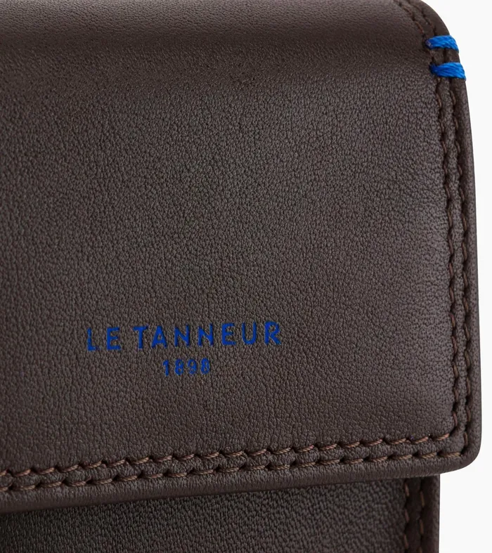 Le Tanneur Keyrings Men Flap Key Case In Smooth Leather Coffee Brown