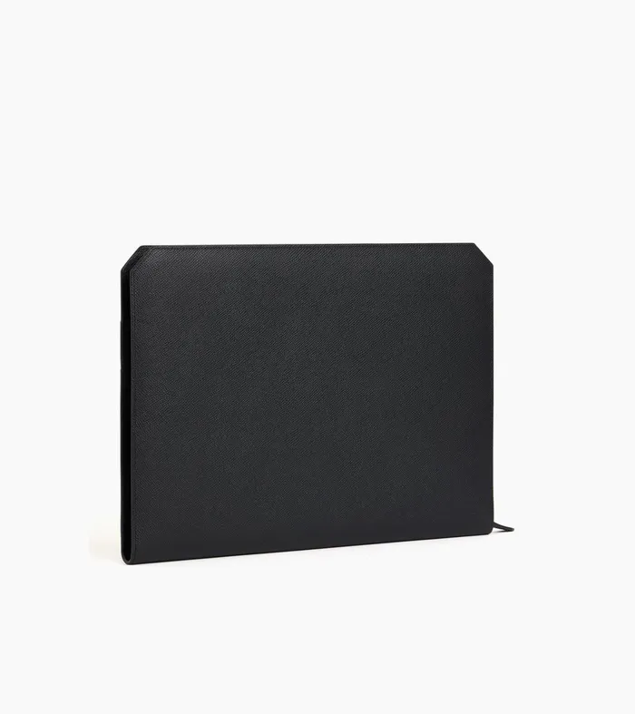 Le Tanneur Pouches and Belt Bags MenWomen Computer Pouch In Cross Grain Leather Black