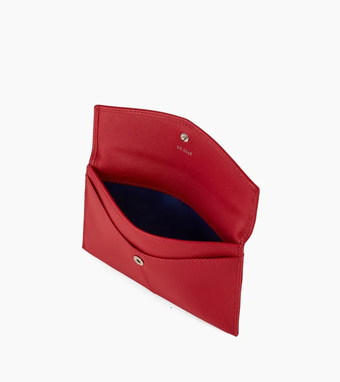 Le Tanneur Pouches and Belt Bags Women Medium Envelope Clutch In Smooth Leather Garnet Red