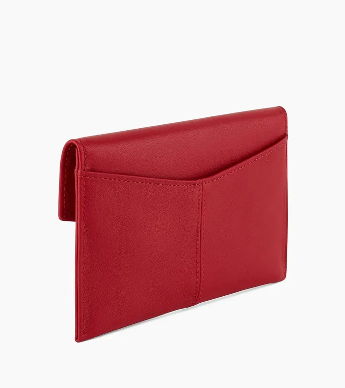 Le Tanneur Pouches and Belt Bags Women Medium Envelope Clutch In Smooth Leather Garnet Red