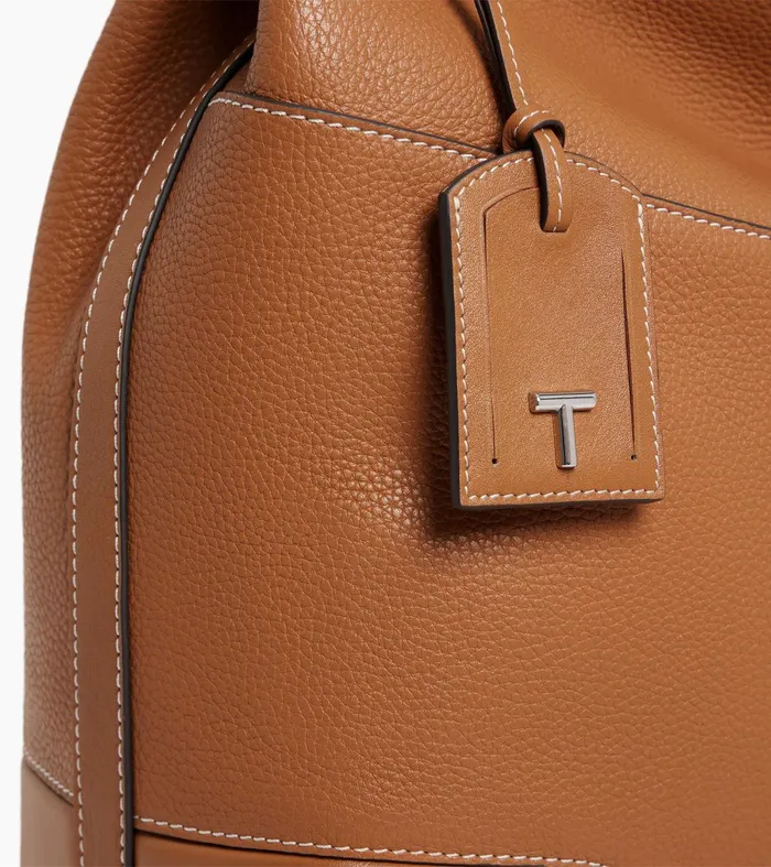 Le Tanneur Totes and Shoulder Bags Women Large Hobo Bag In Smooth And Grained Leather Brown Tan