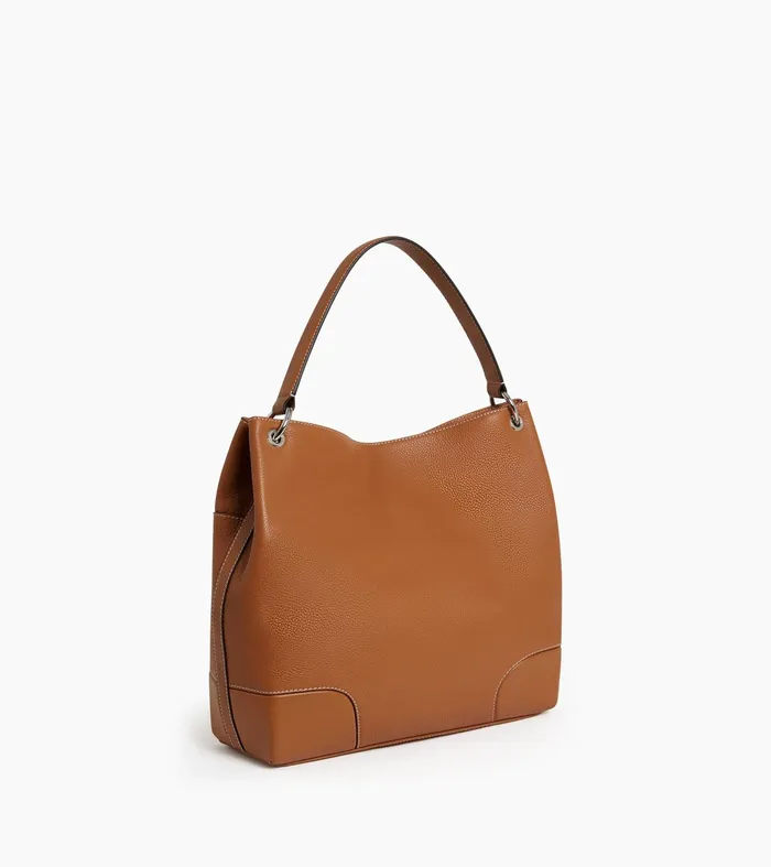 Le Tanneur Totes and Shoulder Bags Women Large Hobo Bag In Smooth And Grained Leather Brown Tan