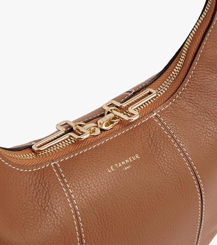 Le Tanneur Totes and Shoulder Bags Women Medium Hobo Bag In Grained Leather Brown Tan