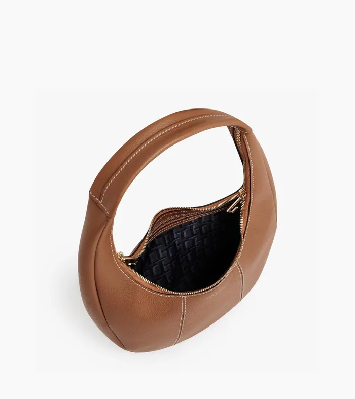 Le Tanneur Totes and Shoulder Bags Women Medium Hobo Bag In Grained Leather Brown Tan