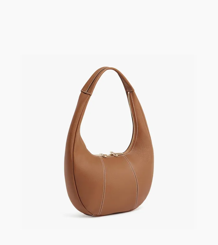 Le Tanneur Totes and Shoulder Bags Women Medium Hobo Bag In Grained Leather Brown Tan