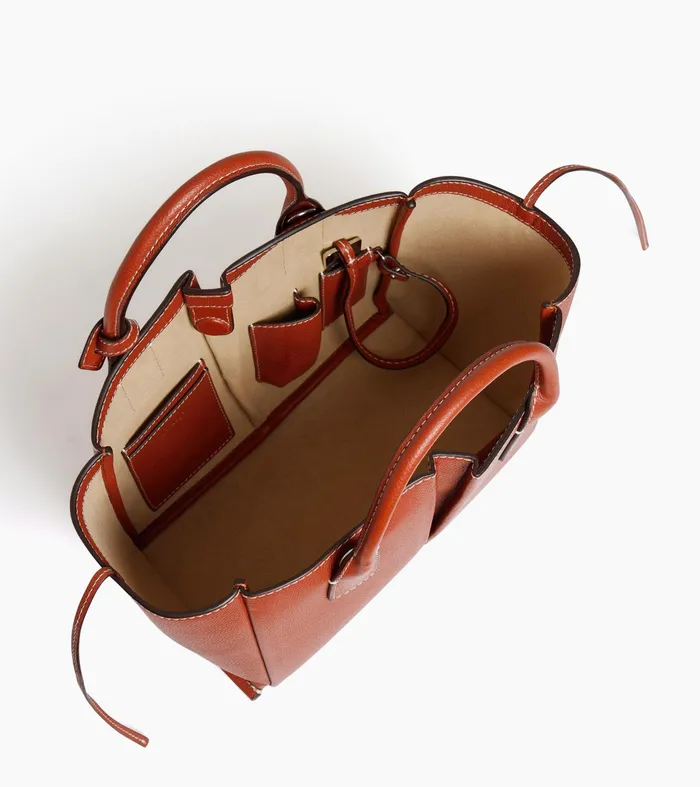 Le Tanneur Totes and Shoulder Bags Women Small Tote Bag In Grained Leather Mahogany Brown