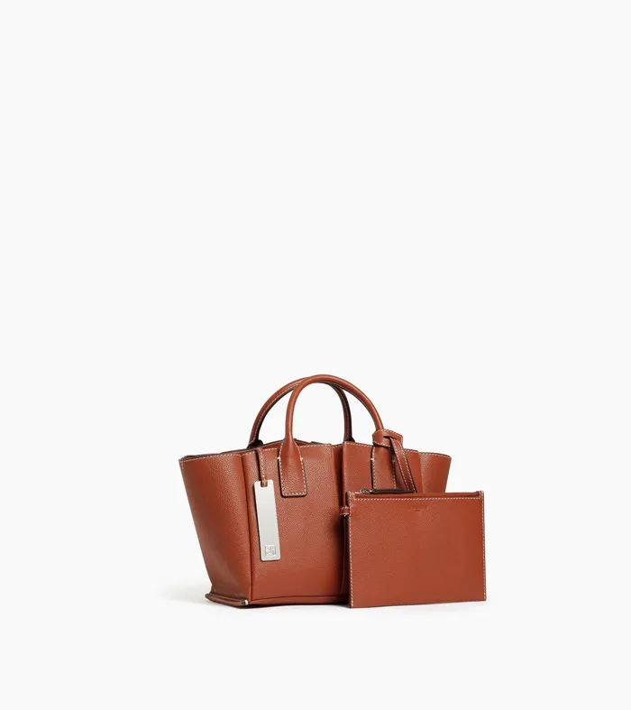 Le Tanneur Totes and Shoulder Bags Women Small Tote Bag In Grained Leather Mahogany Brown