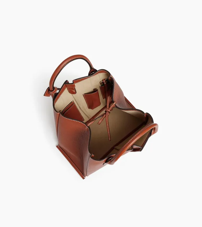 Le Tanneur Totes and Shoulder Bags Women Small Tote Bag In Grained Leather Mahogany Brown