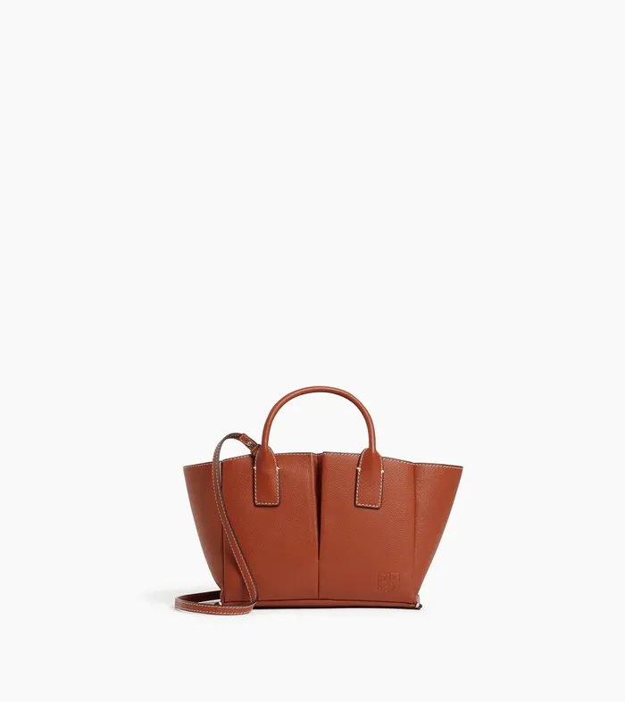Le Tanneur Totes and Shoulder Bags Women Small Tote Bag In Grained Leather Mahogany Brown
