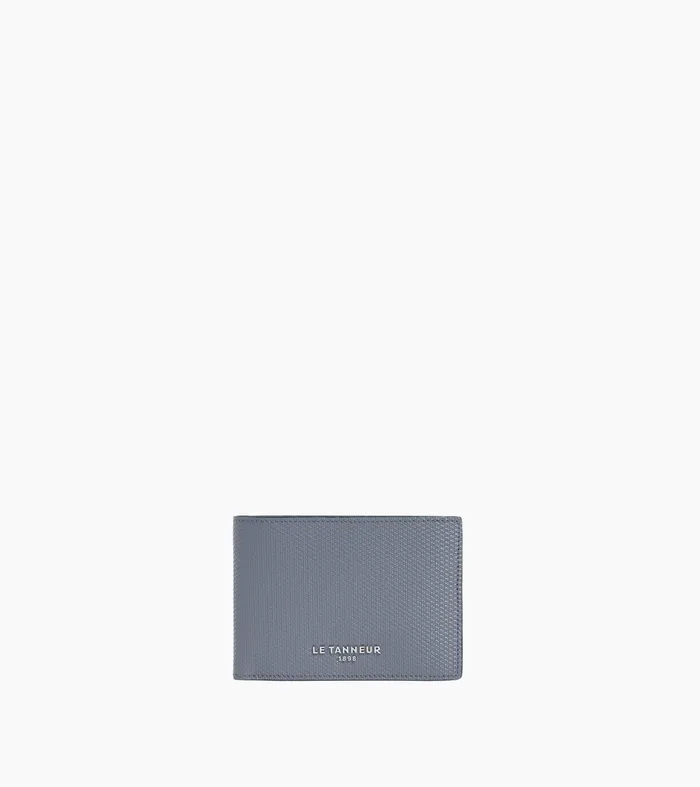 Le Tanneur Wallets Men TwoFold Wallet With Flap Coin Pocket In Signature T Leather Clay Blue