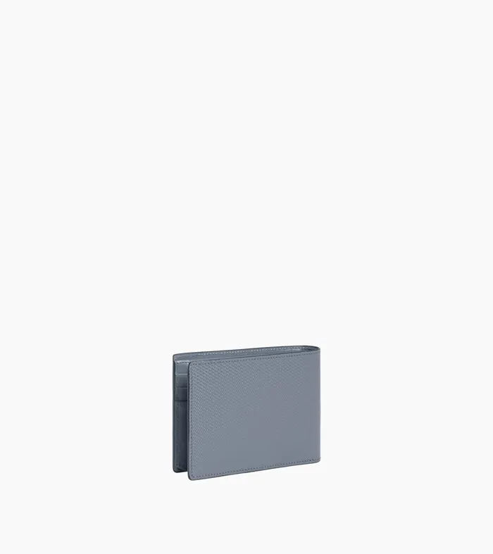 Le Tanneur Wallets Men TwoFold Wallet With Flap Coin Pocket In Signature T Leather Clay Blue
