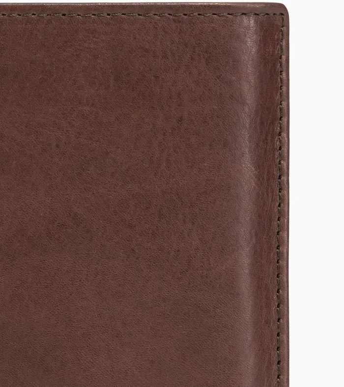 Le Tanneur Wallets Men Vertical Wallet With 3 Shutters In Oiled Leather Brown