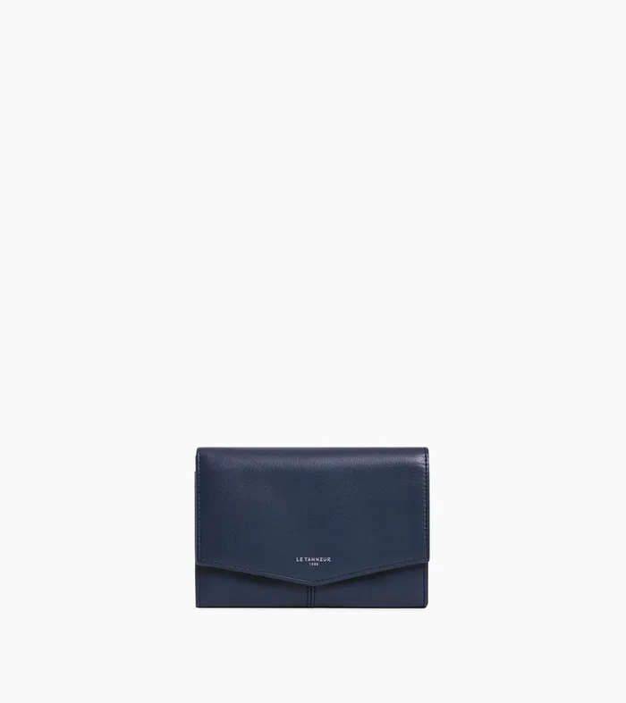 Le Tanneur Wallets Women Large Zipped Wallet In Smooth Leather Twilight Blue