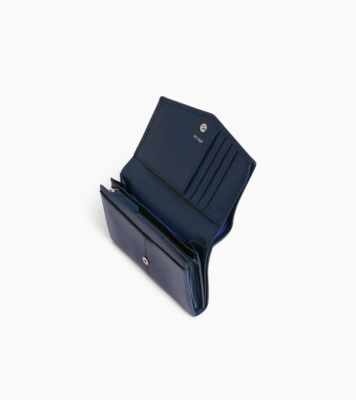 Le Tanneur Wallets Women Large Zipped Wallet In Smooth Leather Twilight Blue