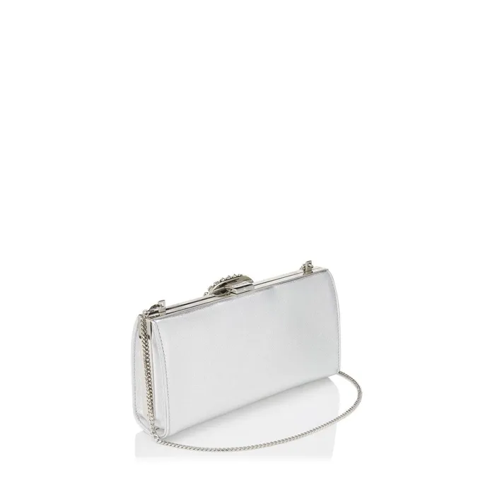 Leonis Silver Metallic Nappa Leather Clutch Bag Silver Women JIMMY CHOO Clutch Bags