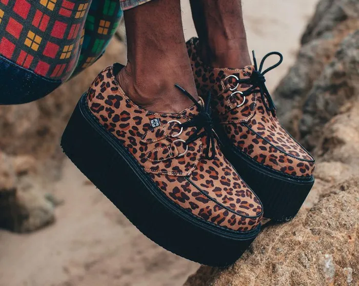 Leopard Fabric Classic Stratocreeper Men TUK Shoes Vegan Leopard Fabric Classic Stratocreeper Men TUK Shoes Vegan