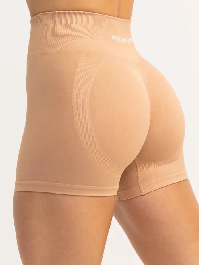 Lift 20 BBL Seamless Shorts 8211 Tan Women Ryderwear Gym Shorts