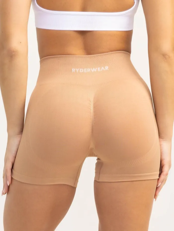 Lift 20 BBL Seamless Shorts 8211 Tan Women Ryderwear Gym Shorts
