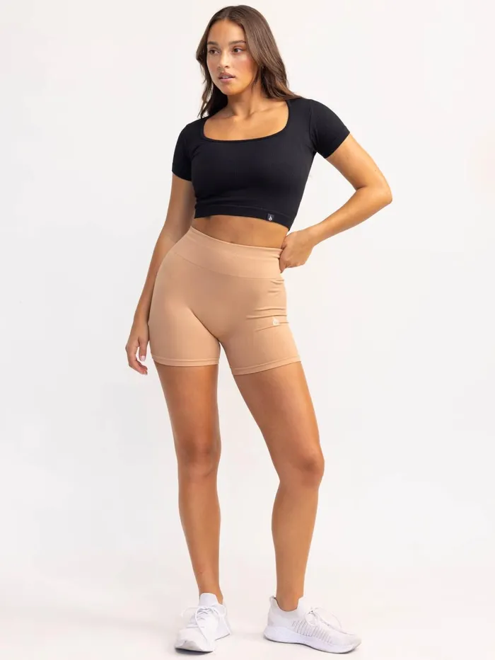 Lift 20 Rib Seamless TShirt 8211 Black Women Ryderwear Tops