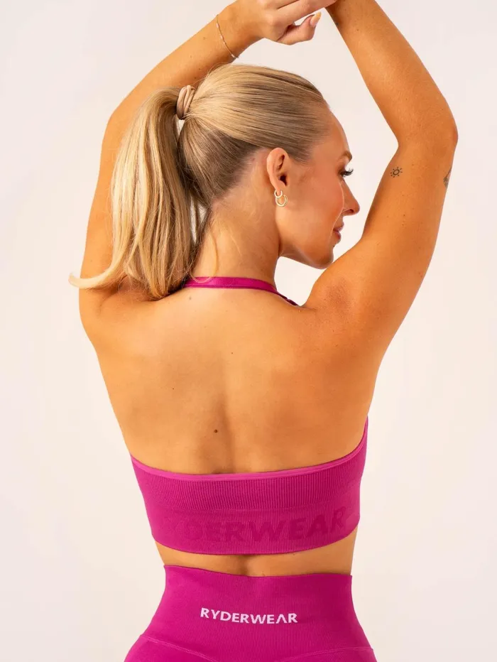 Lift Rib Seamless Halter Sports Bra 8211 Fuchsia Women Ryderwear Sports Bras