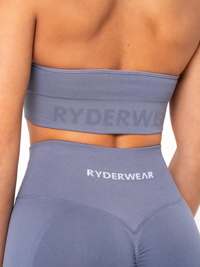 Lift Rib Seamless Halter Sports Bra 8211 Slate Blue Women Ryderwear Sports Bras