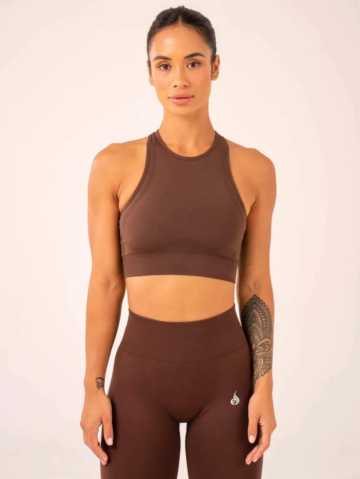 Lift Seamless High Neck Sports Bra 8211 Chocolate Women Ryderwear Sports Bras