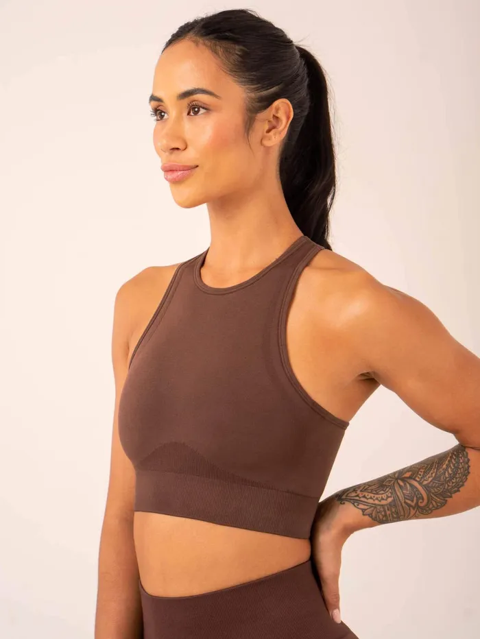 Lift Seamless High Neck Sports Bra 8211 Chocolate Women Ryderwear Sports Bras