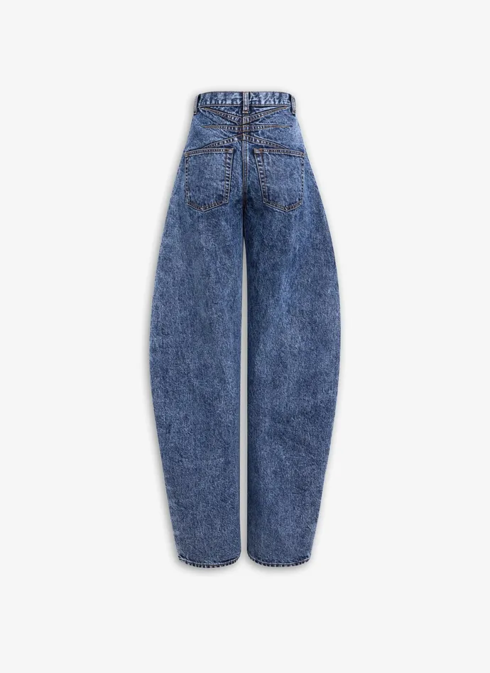 Light Blue ROUND JEANS IN SNOW DENIM Women Alaa Pants and Shorts