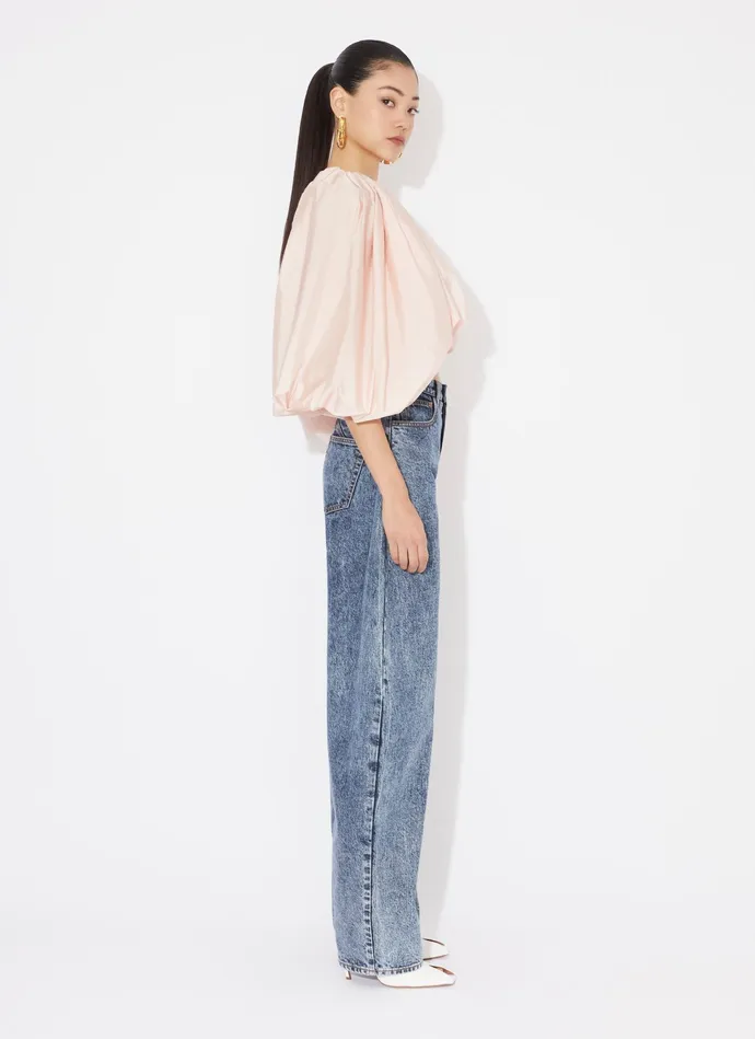 Light Blue ROUND JEANS IN SNOW DENIM Women Alaa Pants and Shorts