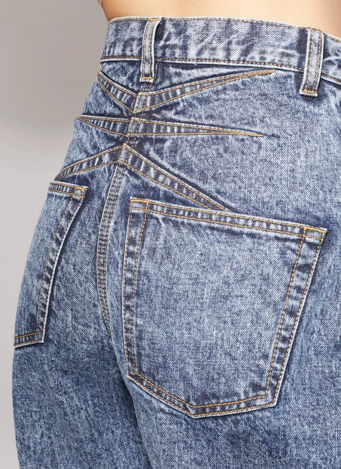 Light Blue ROUND JEANS IN SNOW DENIM Women Alaa Pants and Shorts