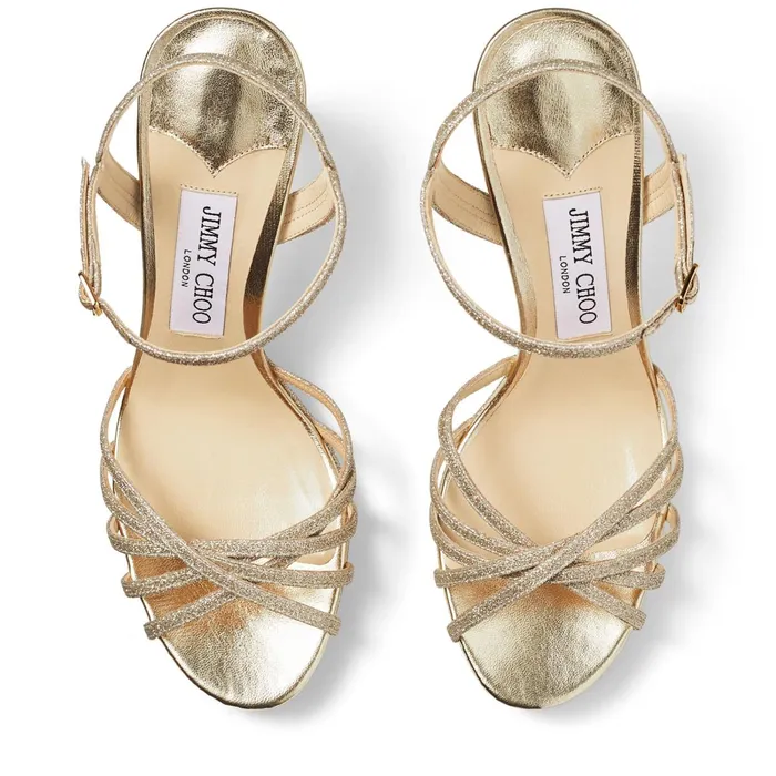 Lilah 100 PlatinumIce Dusty Glitter Platform Sandals Platinum Ice Women JIMMY CHOO Bridal Shoes