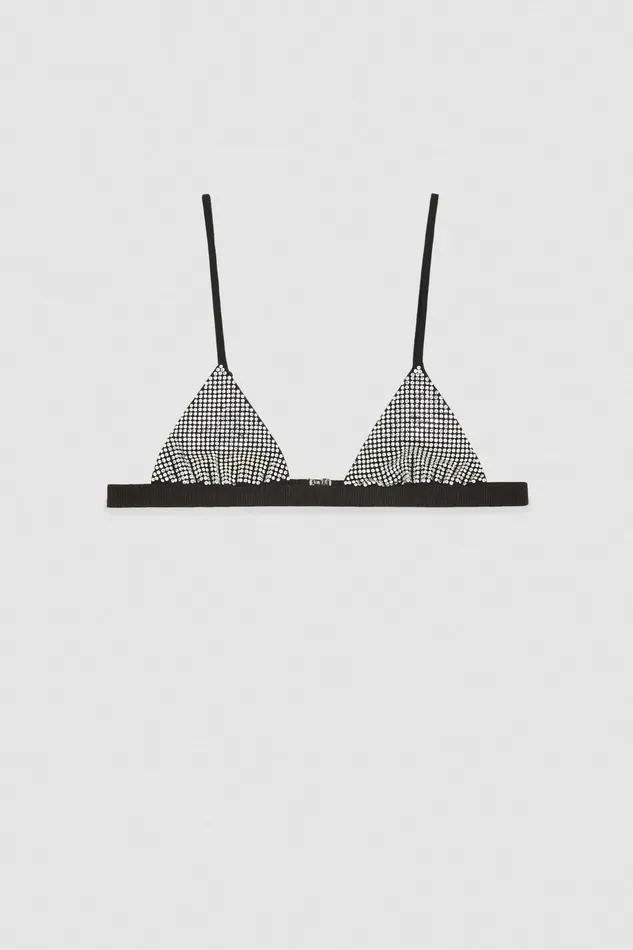Lingerie Women Patrizia Pepe RhinestoneDetailed Bra Nero