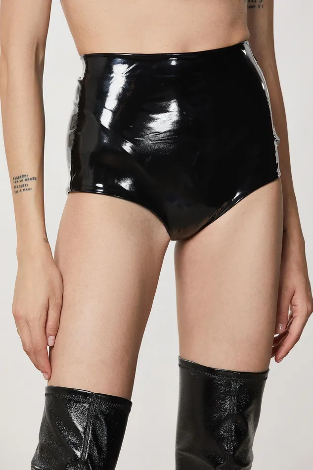 Lingerie Women Patrizia Pepe Vinyl Culotte Shorts Nero