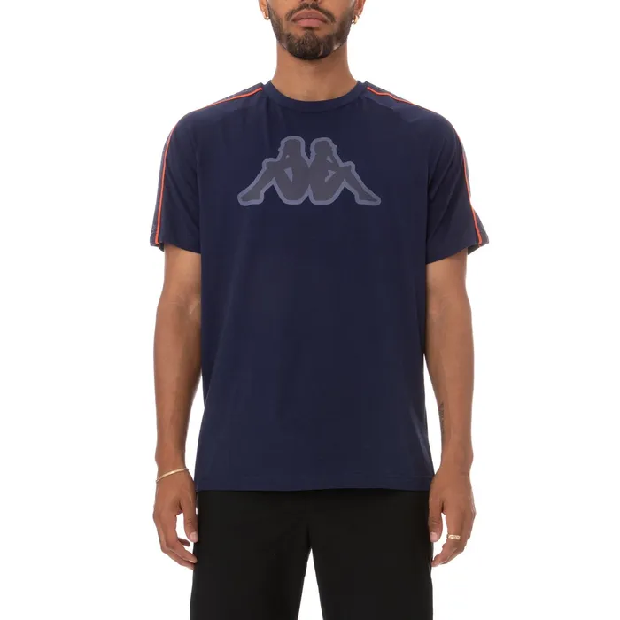 Logo Tape Avirec 2 TShirt 8211 Blue Marine Orange Blue Marine Orange Kappa Mens Retro Sport Logo Tape Avirec 2 TShirt 8211 Blue Marine Orange Blue Marine Orange Kappa Mens Retro Sport