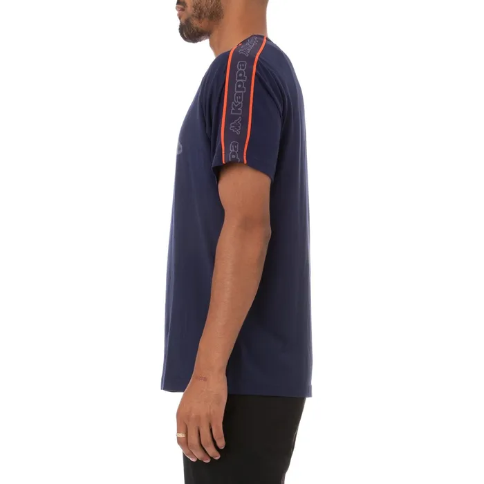 Logo Tape Avirec 2 TShirt 8211 Blue Marine Orange Blue Marine Orange Kappa Mens Retro Sport