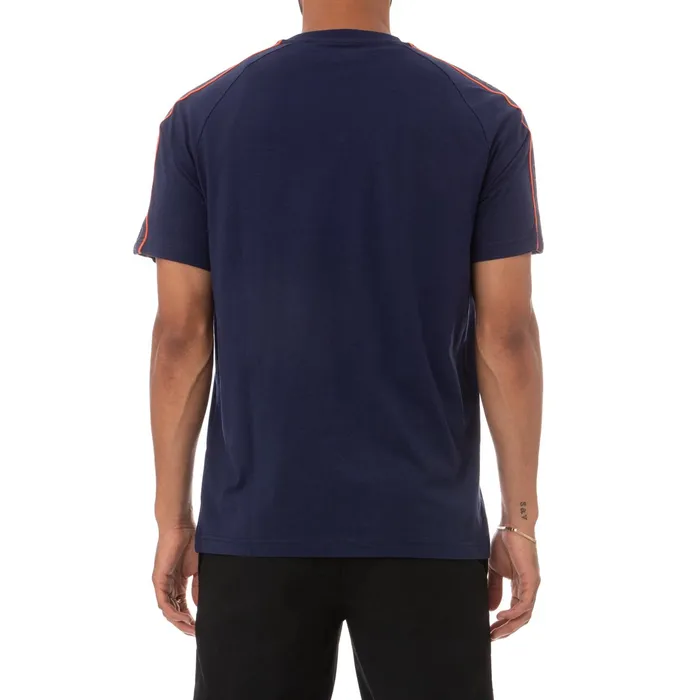 Logo Tape Avirec 2 TShirt 8211 Blue Marine Orange Blue Marine Orange Kappa Mens Retro Sport