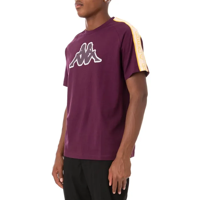 Logo Tape Avirec 2 TShirt 8211 Violet Violet Kappa Mens Retro Sport