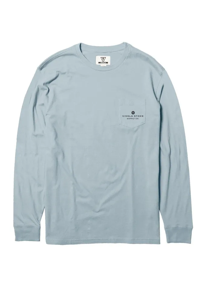 Long Sleeve Tees Men Vissla Insignia Ls Pkt Tee Ice Blue Long Sleeve Tees Men Vissla Insignia Ls Pkt Tee Ice Blue