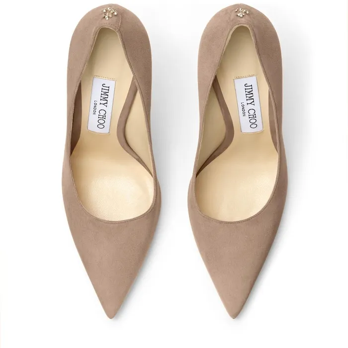 Love 100 Ballet Pink Suede Pointy Toe Pumps With Jimmy Choo Button Ballet Pink Women JIMMY CHOO Pumps