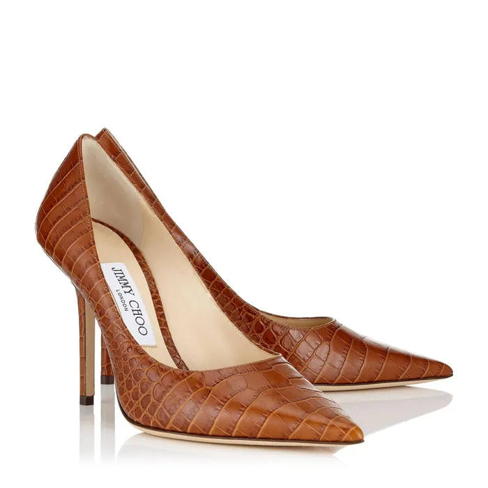 Love 100 Cuoio Croc Embossed Leather Pointy Toe Pump Cuoio Women JIMMY CHOO Pumps