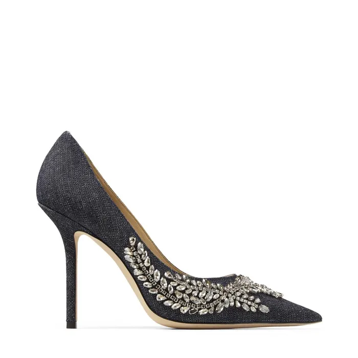 Love 100 Indigo Denim Pumps With Crystal Embroidery Indigo Women JIMMY CHOO Pumps Love 100 Indigo Denim Pumps With Crystal Embroidery Indigo Women JIMMY CHOO Pumps