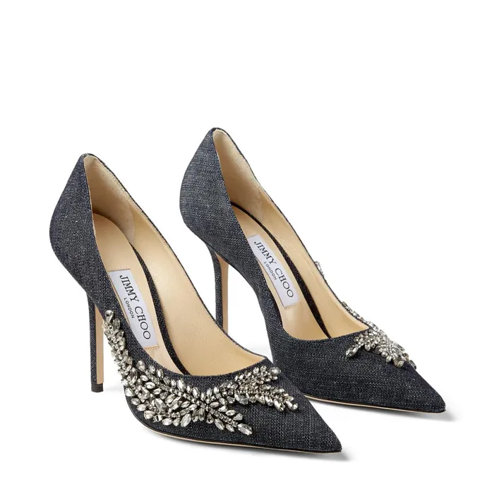 Love 100 Indigo Denim Pumps With Crystal Embroidery Indigo Women JIMMY CHOO Pumps
