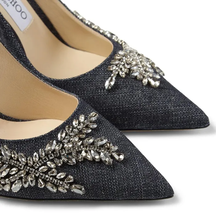 Love 100 Indigo Denim Pumps With Crystal Embroidery Indigo Women JIMMY CHOO Pumps