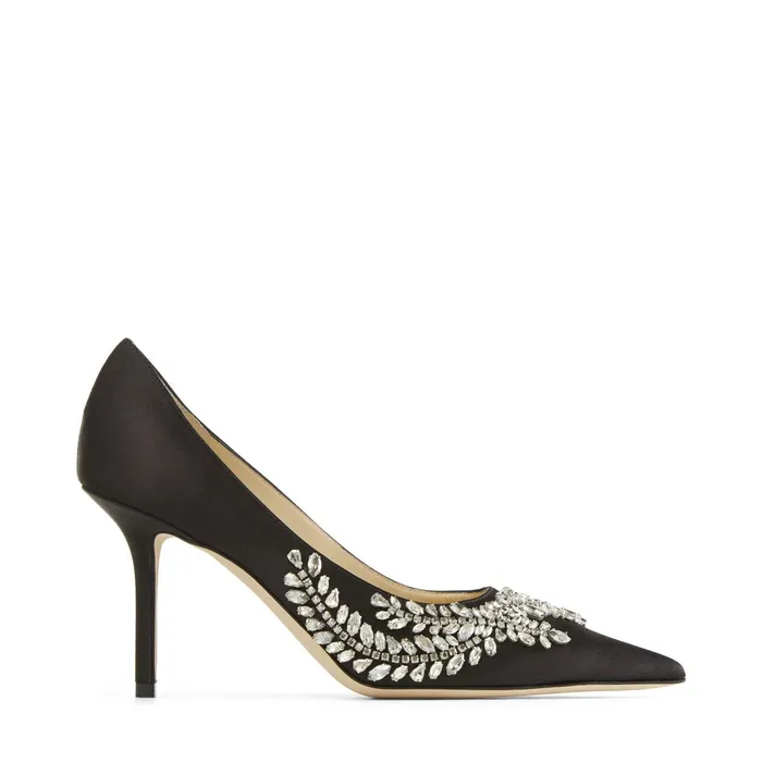 Love 85 Black Satin Pumps With Crystal Embroidery Black Women JIMMY CHOO Pumps Love 85 Black Satin Pumps With Crystal Embroidery Black Women JIMMY CHOO Pumps