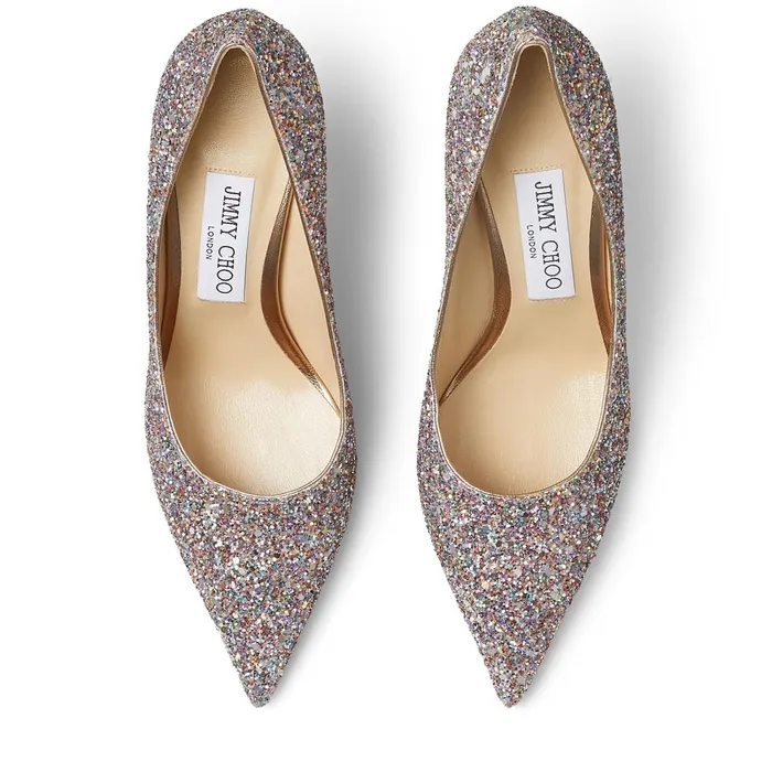 Love 85 Luminous GlowInTheDark Glitter Fabric PointedToe Pumps With Jc Button Mochi Women JIMMY CHOO Pumps